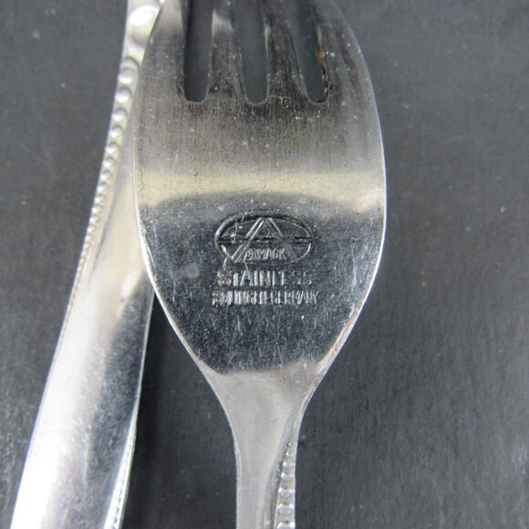AIRMACK AMK8 Beaded Stainless Flatware Solingen-Germany Set of 4 Dinner Forks - Picture 7 of 7